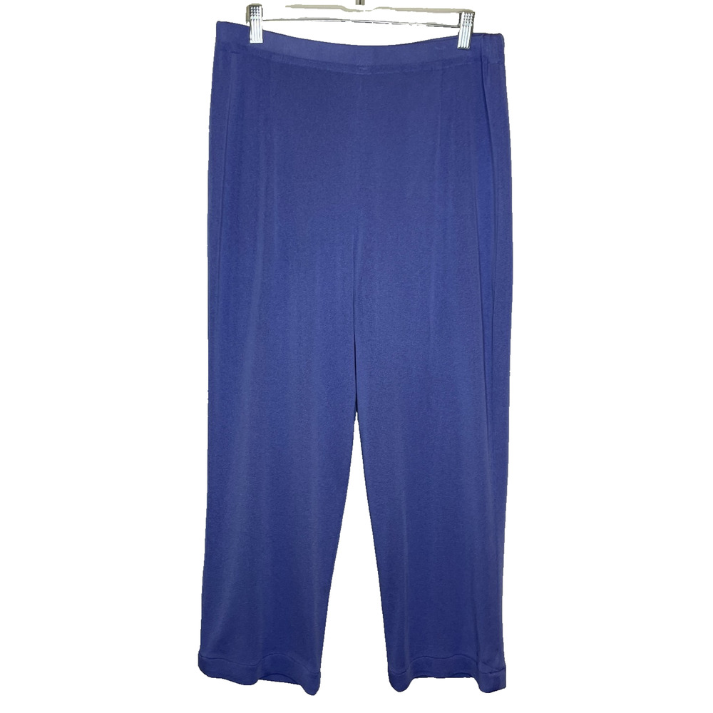 Women's Large Misook Blue 100% Acrylic Straight Leg Pull On Pants